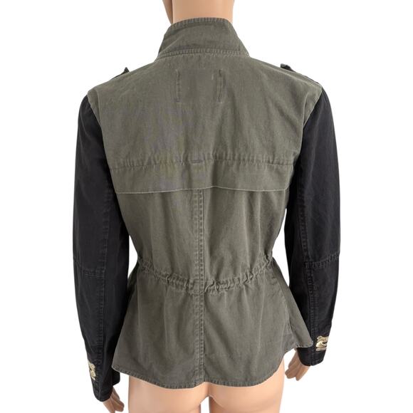Sanctuary Denim Military Jacket Womens XS Embroidery Edgy Outdoor Utility Army - Picture 5 of 8